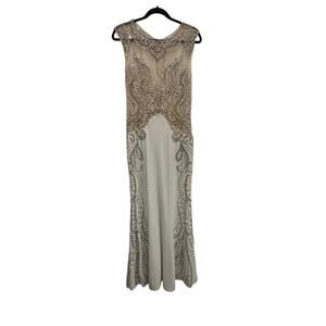 Cinderella Women's Cream Jewel Embellished Embroidery Maxi Dress Size 14